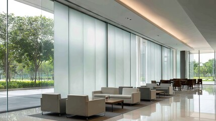 Calm interior with closed sliding dividers and minimalist furnishings