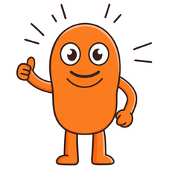 Obraz premium Cute orange cartoon character giving a thumbs up gesture with a happy expression vector