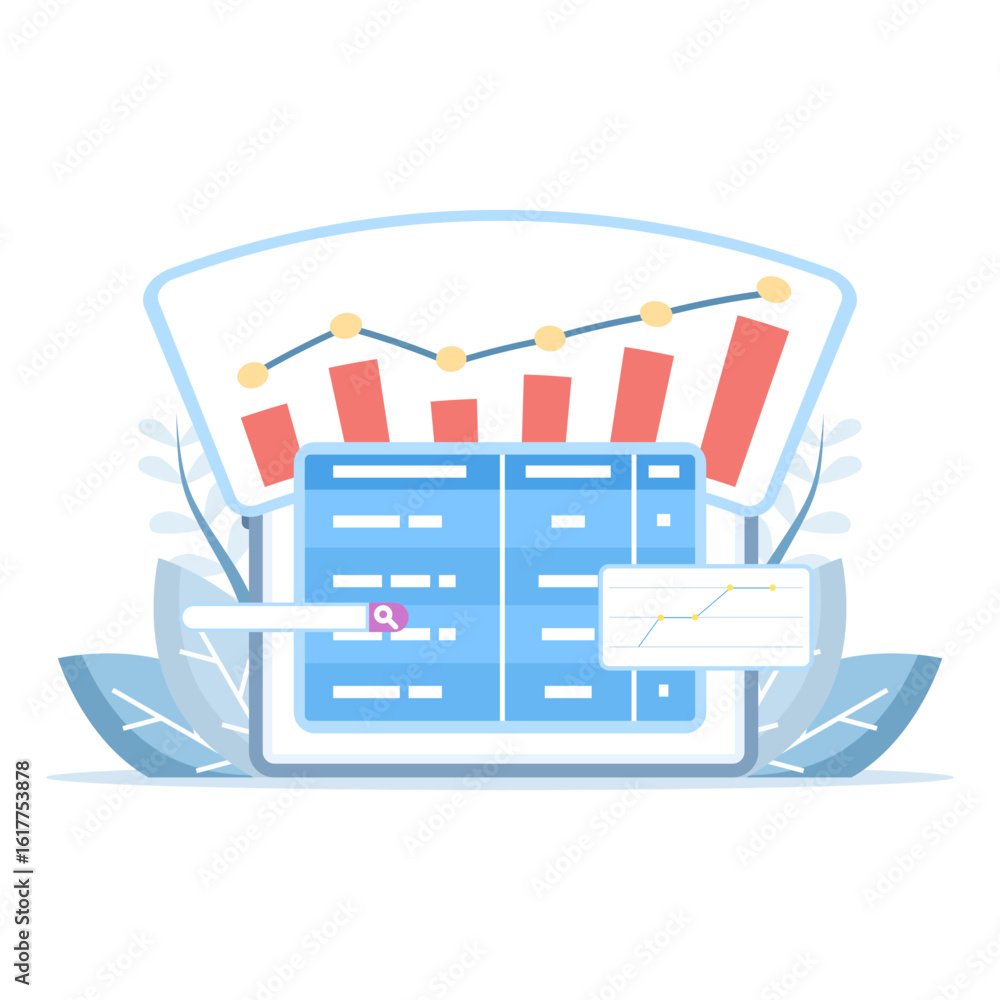 Poster seo ranking tracker concept and ranking tools. search engines help increase website traffic through 