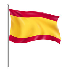 Waving Spanish Flag on Flagpole – National Flag of Spain in Red and Yellow Stripes without symbol