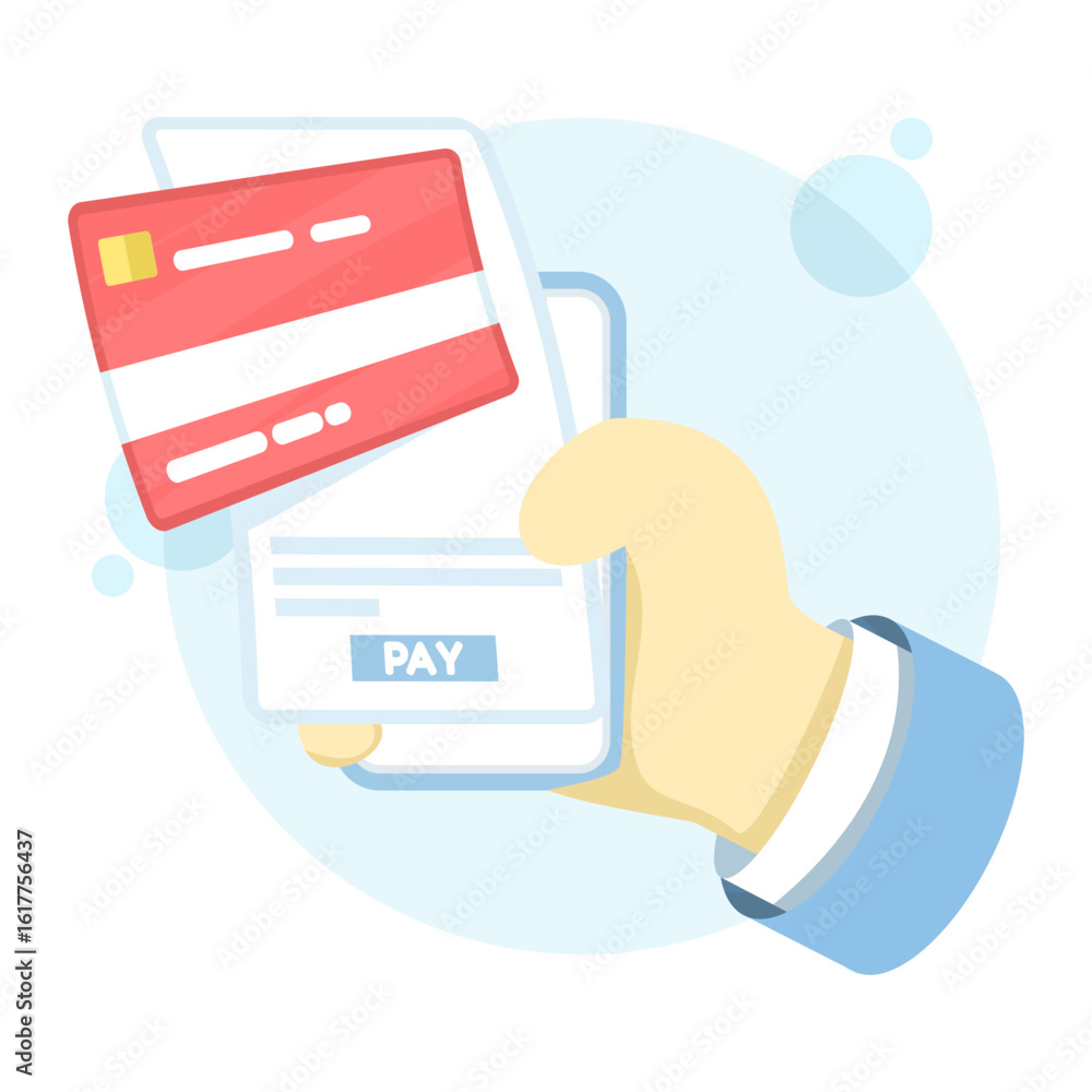 Poster mobile banking payment security. secure online shopping with a mobile payment system app. pay easily