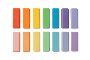 Rainbow gradient chalk pastels displaying smooth color transition from warm to cool tones, isolated vector graphic design element