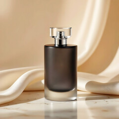Elegant Dark Gray Perfume Bottle on a Marble Surface