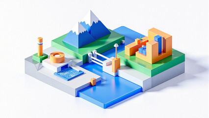 Colorful Geometric Landscape Scene