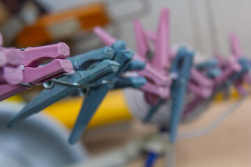 clothespins close-up, drying clothes, clothespins on a rope, washing, ironing, dryer, hanger,...