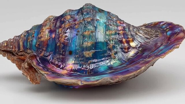Vibrant abalone shell showcasing iridescent colors against a neutral background