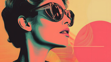 Stylish woman wearing sunglasses in a fashionable vector portrait