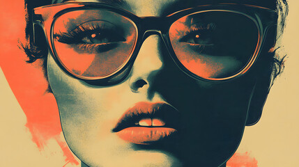 Stylish woman wearing sunglasses in a fashionable vector portrait