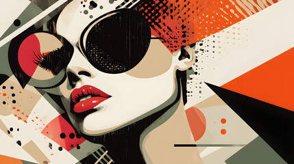 Stylish woman wearing sunglasses in a fashionable vector portrait