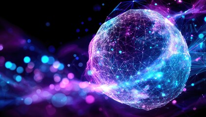 Sphere of interconnected lines, glowing