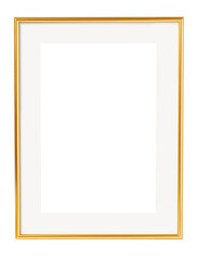 Elegant gold picture frame on transparent background