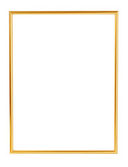 Realistic gold picture frame on transparent background isolating border
