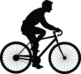 Obraz premium Cyclist riding bicycle silhouette black