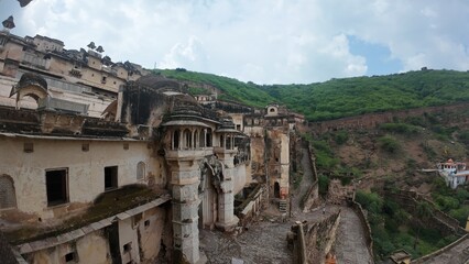 Huge Defensive Walls of Taragarh Fort in Bundi , Rajasthan , Showcasing Ancient Fortification