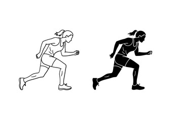 Obraz premium Vector art of female runner in action isolated on white background