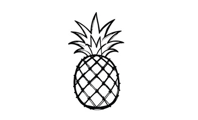 Minimalist Vector Drawing of Pineapple &ndash; Clean Frontal View Line Art for Tropical Fruit, Food, and Summer Design Projects