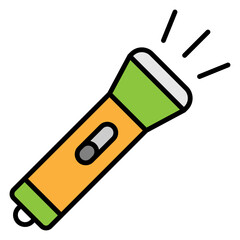 Cartoon Flashlight Shining with Light Beams Icon