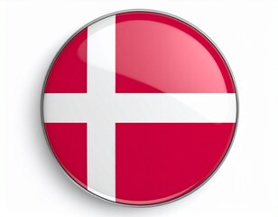 Obraz premium Denmark Flag Button on White Background