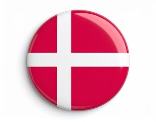 Denmark Flag Button on White Background