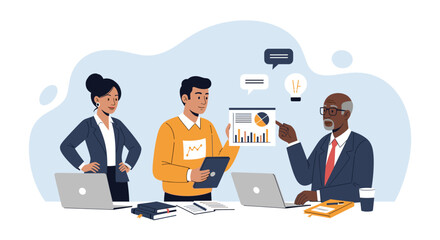 Diverse business team collaborating on a project, perfect for website banners or presentations.