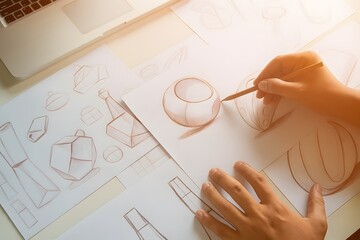 Designer Sketching Product Ideas on Paper