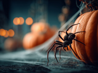 Spider and pumpkin