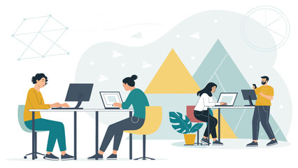 Teamwork in modern office, perfect for website or presentation.