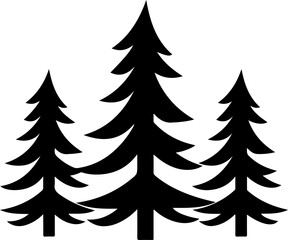 Obraz premium Three silhouette evergreen trees in a row
