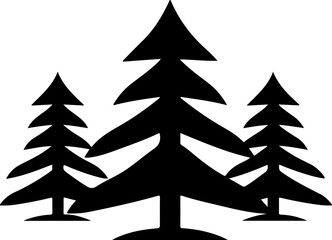 Fototapeta premium Three stylized pine trees in silhouette