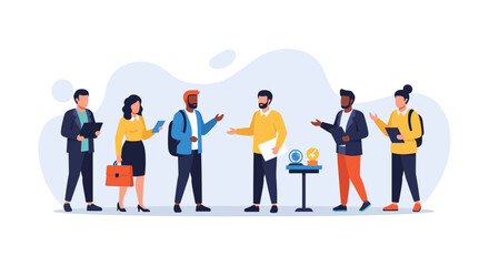 Diverse business team collaborating, ideal for presentations on teamwork, innovation, and startups.