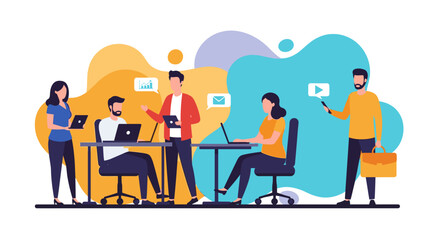 Diverse team collaborating on project, perfect for website or presentation.