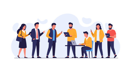 Diverse business team collaborating on project, ideal for website landing page or presentation.