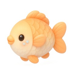 ふんわりとした表情がかわいいオレンジ色の金魚キャラクターのイラスト