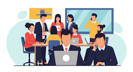 Diverse business team collaborating in a modern office, ideal for presentations or website banners.