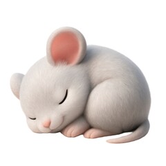 すやすや眠る姿が愛らしい白いねずみのキャラクターイラスト
