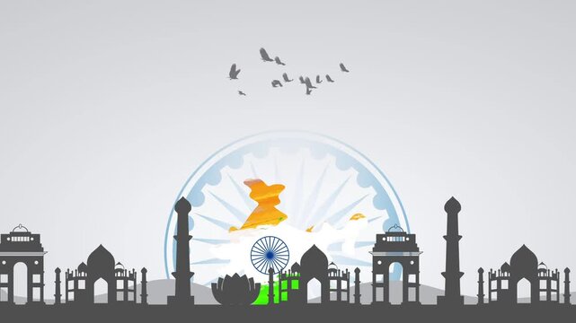 Indian Landmarks and Ashoka Chakra Motion Background