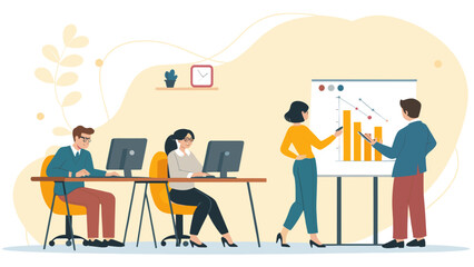 Teamwork and Data Analysis: Illustration for Business Presentations