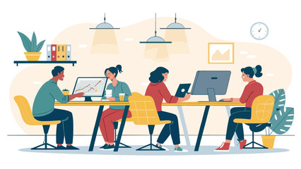 Diverse team collaborating on project, perfect for website landing page or company brochure.