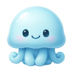 つややかな体とにっこり笑顔が可愛いクラゲのキャラクターイラスト