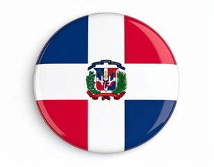 Fototapeta premium Dominican Republic Flag Button on White Background