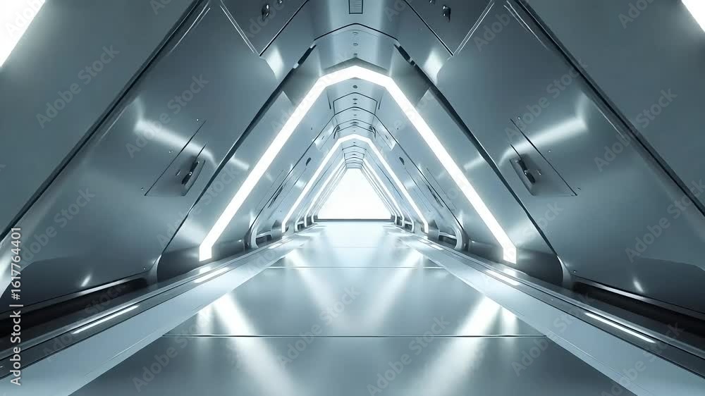 Aufkleber futuristic hallway with glowing lights inviting exploration of modern architecture video sequence