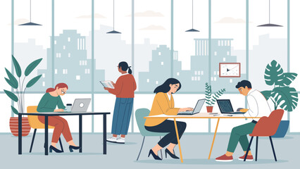 Diverse team of professionals working collaboratively in a modern office, ideal for website banners or business presentations.