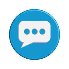 3D Chat Bubble Blue Button Icon
