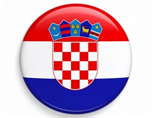 Croatia Flag Button on White Background