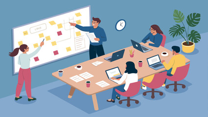 Team Brainstorming Session: Illustration for Project Management or Business Websites