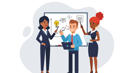 Diverse business team brainstorming, perfect for presentations on teamwork and collaboration.