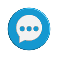 3D Chat Bubble Blue Button Icon
