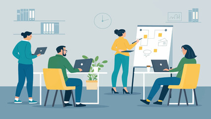 Diverse team brainstorming and working together in a modern office, ideal for website landing pages and business presentations.