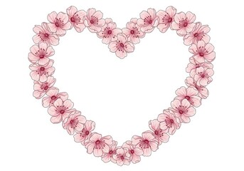 Obraz premium A heartshaped wreath of pink cherry blossom flowers with dark pink centers
