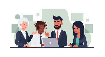 Diverse business team collaborating on a project, ideal for websites and presentations.